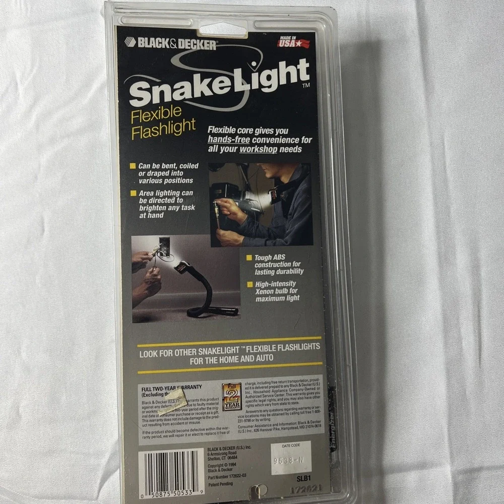 Black & Decker SnakeLight Flexible Flashlight SLB1 Pocket Work Light NOS VTG